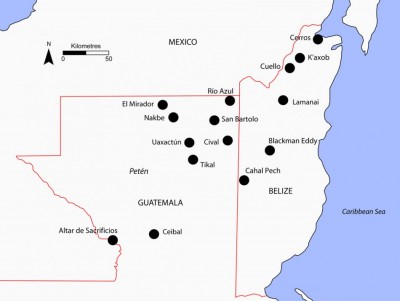 Figure 1. Location of Ceibal in relation to other Preclassic Maya sites.
