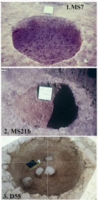 Figure 5. Structures MS7, MS21b (photos by R.M. Blanc, A. Alaminos and P. Lázaro) and BMD55 (photo by A. Martín & J. Miret—Archive of the Archaeology and Palaeontology Service of the Catalonian Government). 