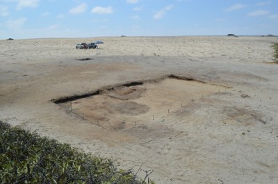 Figure 5. General view of the midden excavation and the circular hearths.
